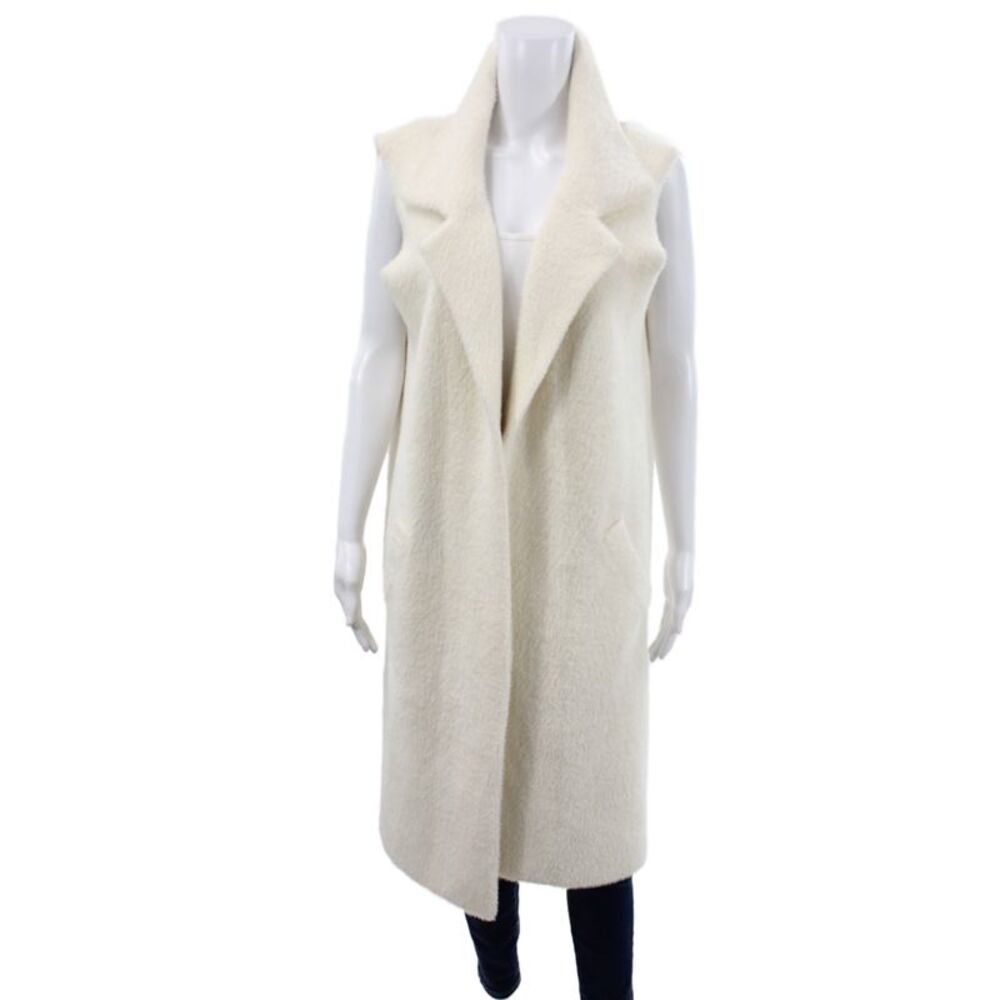 Love Token Womens Sleeveless Ivory Minimalist Overcoat Vest Size M